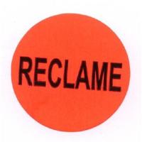 Etiket 35 mm fluor rood RECLAME 1000 rol