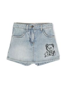 Moschino Kids jupe-short Teddy Bear jean - Bleu