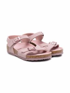 Birkenstock Kids sandales en daim à boucles - Rose