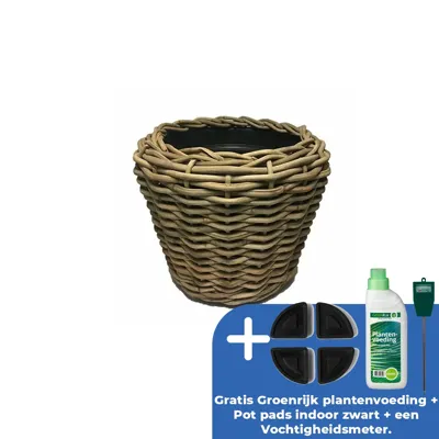 Drypot rotan rond d83h61cm grijs