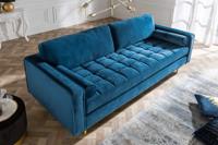 Design 3-zits loungebank COSY VELVET 220cm petroleumblauw fluwelen veerkern - 39844