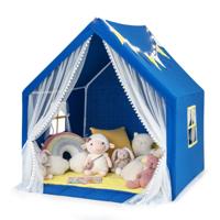 Kinderspeeltent met Sterverlichting Wasbare Katoenen Mat Cadeau voor Jongens en Meisjes 122 x 105 x 125 cm Donkerblauw