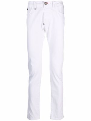 Philipp Plein jean skinny à plaque logo - Blanc