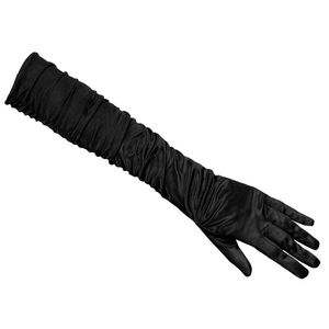 Verkleed handschoenen voor dames - lang model - polyester - zwart - one size maat M/L