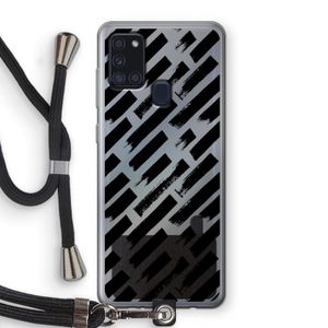 Zwarte vegen: Samsung Galaxy A21s Transparant Hoesje met koord