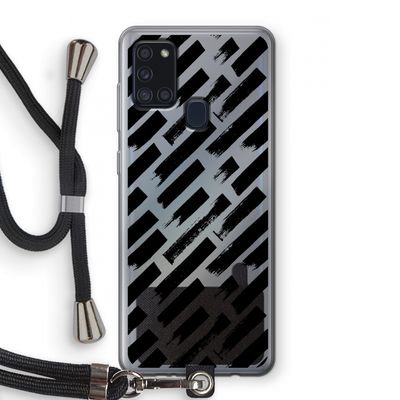 Zwarte vegen: Samsung Galaxy A21s Transparant Hoesje met koord