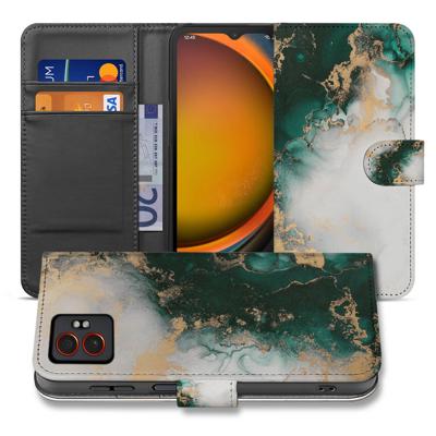 Samsung Galaxy Xcover 7 Pro | Book Case | & Portemonnee Hoesje Marmer Groen PU Leer 3 Pasjes