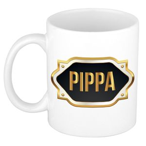 Naam cadeau mok / beker Pippa met gouden embleem 300 ml