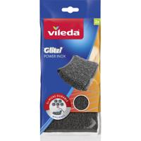 Vileda Glitzi Power inox schuurspons, ft 10 x 10 x 1,2 cm, pak van 2 stuks