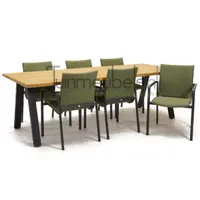Tuinstoel Anzio dining Forest green met Ambassador 240 cm teaktafel