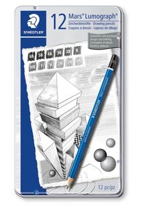 Staedtler Potlood Mars Lumograph 12 stuks: 6B-5B-4B-3B-2B-B-HB-F-H-2H-3H-4H