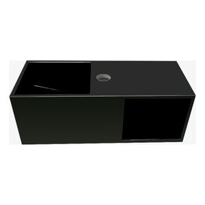 Fontein Wiesbaden Julia | 54x20x20 cm | Solid surface | Rechts montage | 1 kraangat | Rechthoek | Zwart mat
