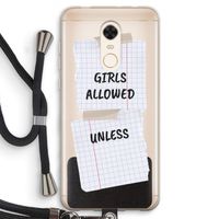 No Girls Allowed Unless: Xiaomi Redmi 5 Transparant Hoesje met koord