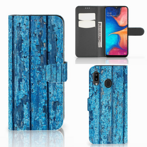 Samsung Galaxy A30 Book Style Case Wood Blue