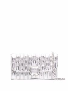 Longchamp portefeuille en cuir Brioche à bride en chaîne - Argent