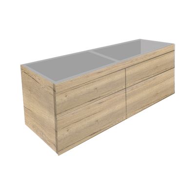 Badkamermeubel Best Design Beauty 2 Laden Greeploos 120 cm Eiken Zonder Wastafel