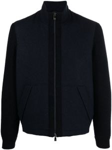 Corneliani veste zippée à manches en maille - Bleu