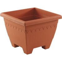 Terracotta vierkante plantenpotten/bloempotten Lima 30 cm kunststof