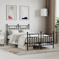 Bedframe met hoofd- en voeteneinde metaal zwart 120x200 cm