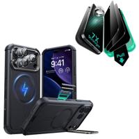 iPhone 17 Pro Bundle Cyber Tough Magnetic Case (Camera Control, Stash Stand) and Armorite Privacy Screen Protector - Black