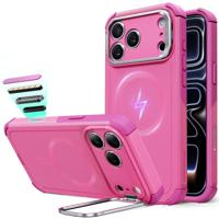 iPhone 17 Pro Max Cyber Tough Magnetic Case (Camera Control, Stash Stand) - Rosy Pink