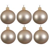 Kerstballen set - 6x stuks - parel/champagne - glas - 6 cm - mat - kerstversiering - thumbnail