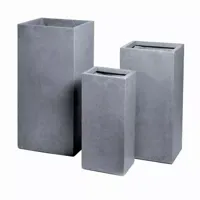 Mcollections Plantenbak Kubus Hoog - 23 x 23 x 50 cm - Clayfibre - Grijs