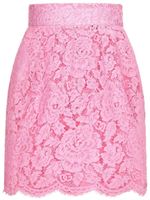 Dolce & Gabbana minijupe bordée de dentelle fleurie - Rose