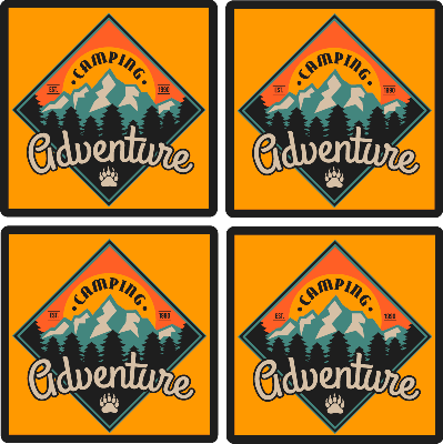 Camping avontuur retro onderzetters