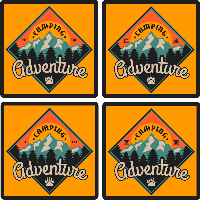 Camping avontuur retro onderzetters