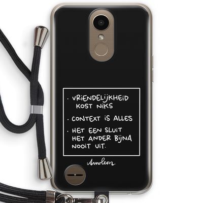 Mijn Motto's: LG K10 (2017) Transparant Hoesje met koord