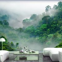 Zelfklevend fotobehang -  Ochtend mist in bos  , Premium Print - thumbnail