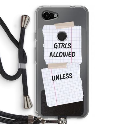 No Girls Allowed Unless: Pixel 3a Transparant Hoesje met koord