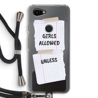 No Girls Allowed Unless: Pixel 3a Transparant Hoesje met koord