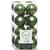 32x stuks kunststof kerstballen mos groen 4 cm glans/mat - thumbnail