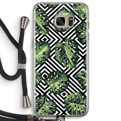Geometrische jungle: Samsung Galaxy S7 Edge Transparant Hoesje met koord