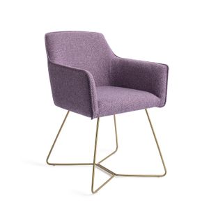 Jesper Home Eetkamerstoel 'Hofu' Beehive Gold, kleur Violet Daisy