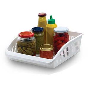 Koelkast/keuken organiser open mand - wit - kunststof - 29 x 26 x 8 cm