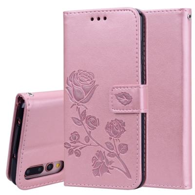 Rose reliëf horizontale Flip PU lederen case voor Huawei P20 Pro met houder & kaartsleuven & portemonnee (Rose goud)