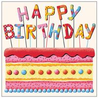 Ambiente Tafel diner/lunch servetten - happy birthday verjaardag taart - 33 x 33 cm - 20x stuks
