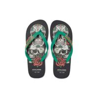 Heren Slippers Jack & Jones JFWSKULLS FLIP FLOP 12280854 Zwart - Maat: 42-43