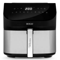 Sogo PRO1600 Enkel 8 l Vrijstaand 1600 W Heteluchtfriteuse Zwart, Zilver