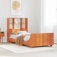 Bedframe zonder matras massief grenenhout wasbruin 75x190 cm