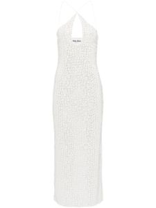 Miu Miu robe à ornements en sequins - Blanc