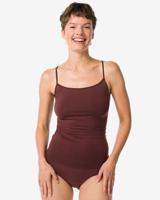 HEMA Dameshemd naadloos micro spaghettibandjes donkerbruin (donkerbruin)