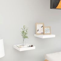 Wandschappen zwevend 2 st 23x23,5x3,8 cm MDF eikenkleurig wit
