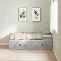 Opbergbedframe met opslag Betongrijs 75 x 190 cm Bewerkt hout