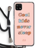 Cool Kids Never Sleep: Samsung Galaxy A22 5G Transparant Hoesje met koord