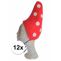 Kabouter kinder mutsen - 12x - verkleed hoeden - rood/witte stippen