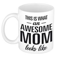Awesome mom cadeau koffiemok - beker - voor Moederdag - mama - 300 ml